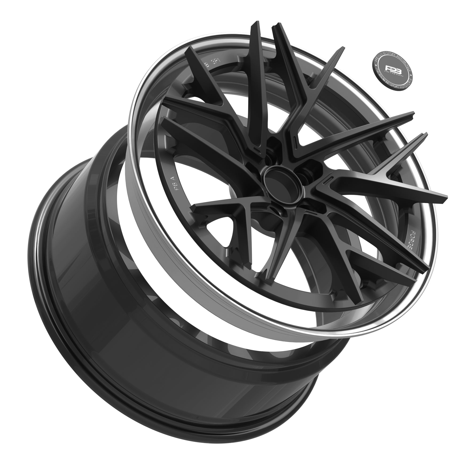 PBA 3P-1 forged wheel, 3-piece, tilt profile