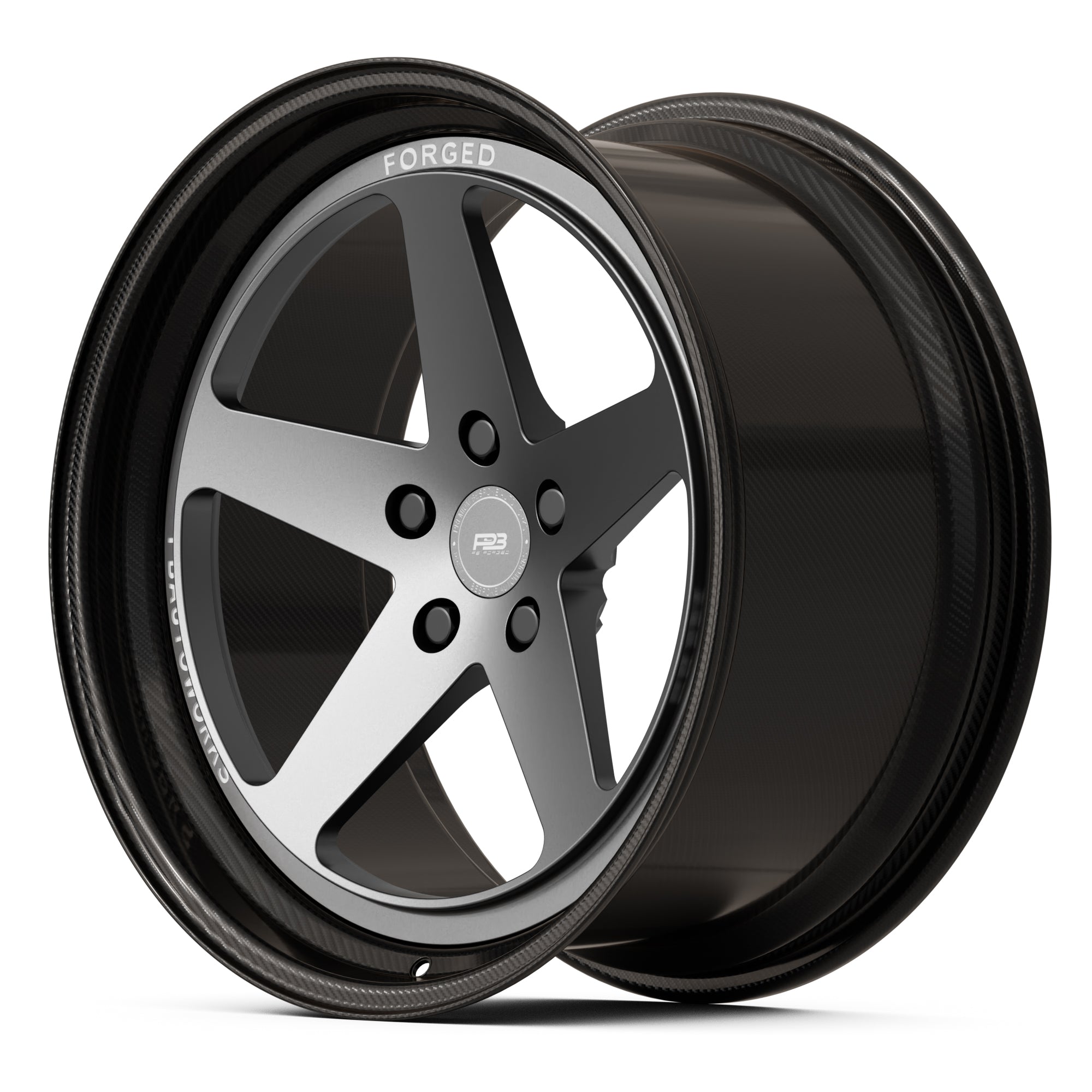 PBCF 3 forged wheel, carbon fibre 2-piece, side profile
