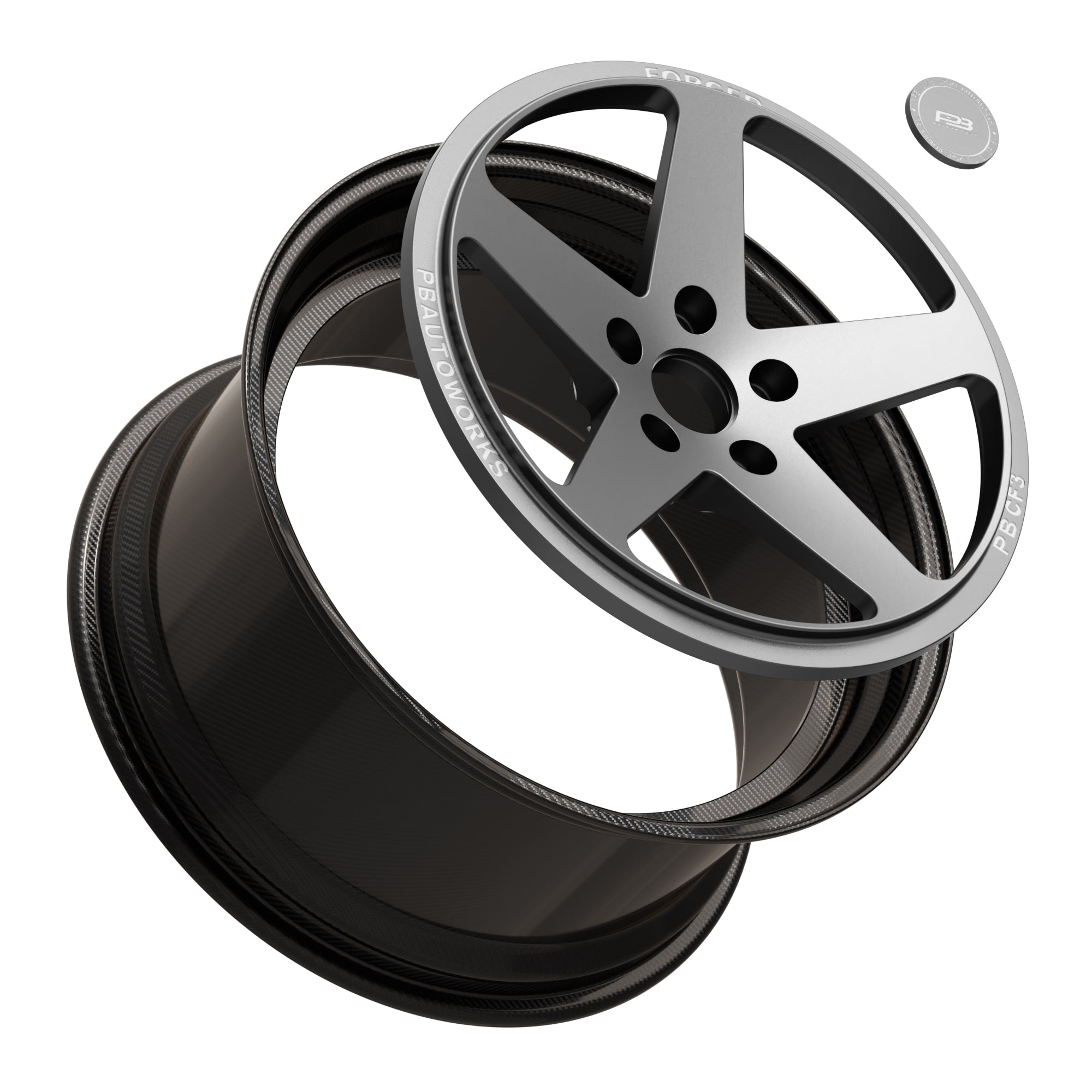 PBCF 3 forged wheel, carbon fibre 2-piece