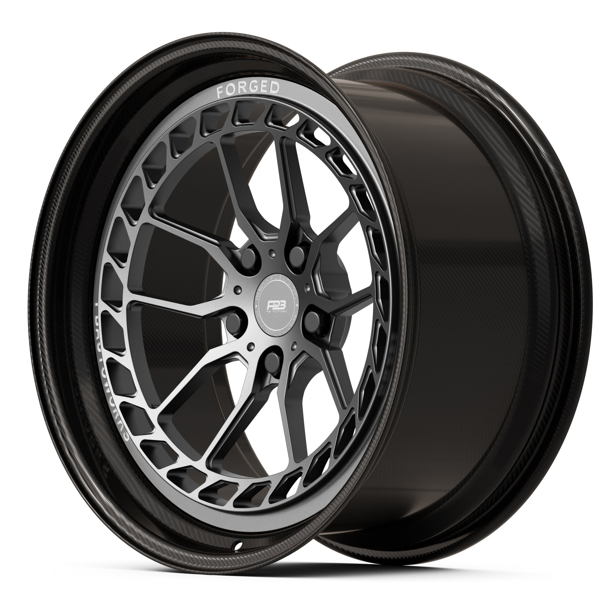 PBCF 4 forged wheel, carbon fibre 2-piece, side profile