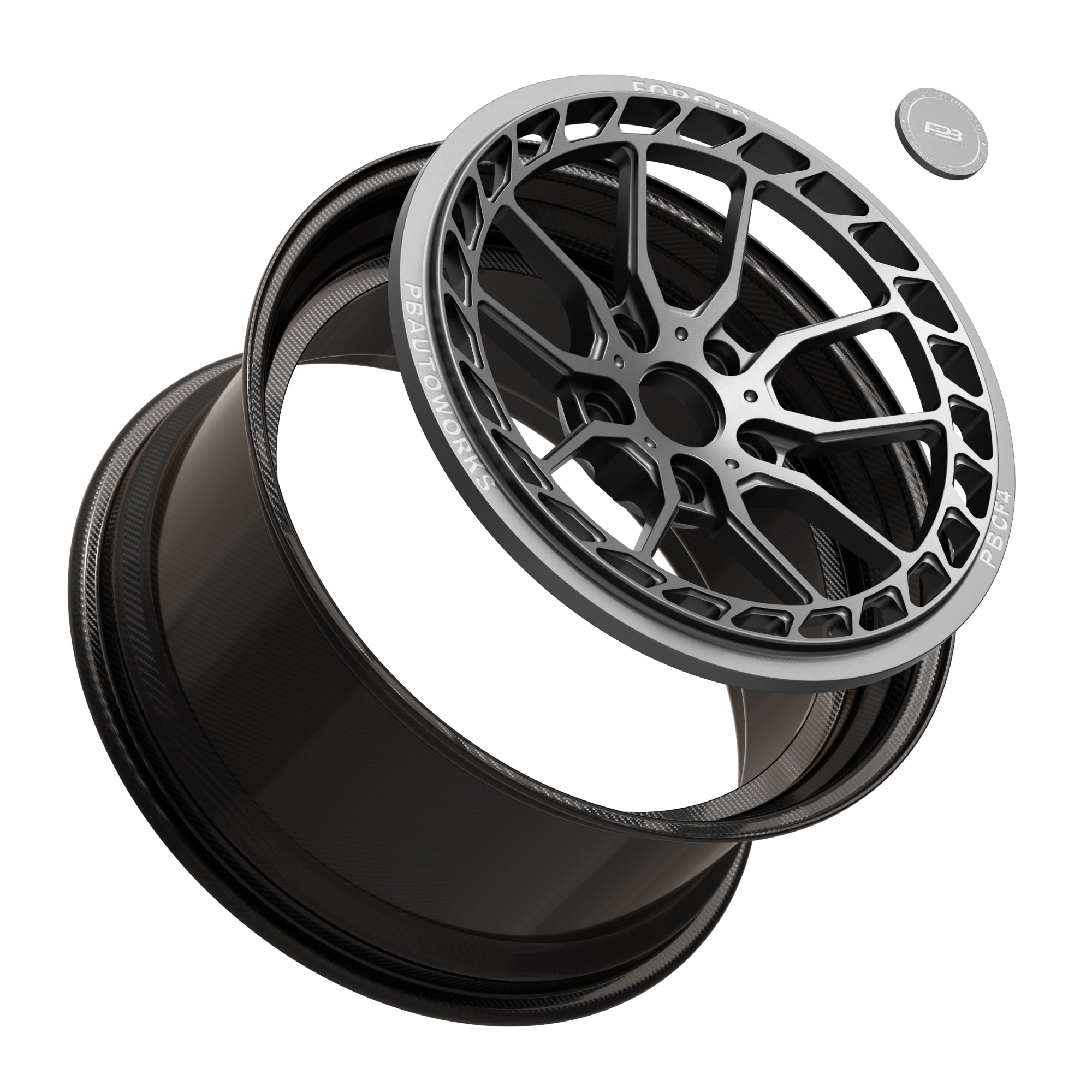 PBCF 4 forged wheel, carbon fibre 2-piece