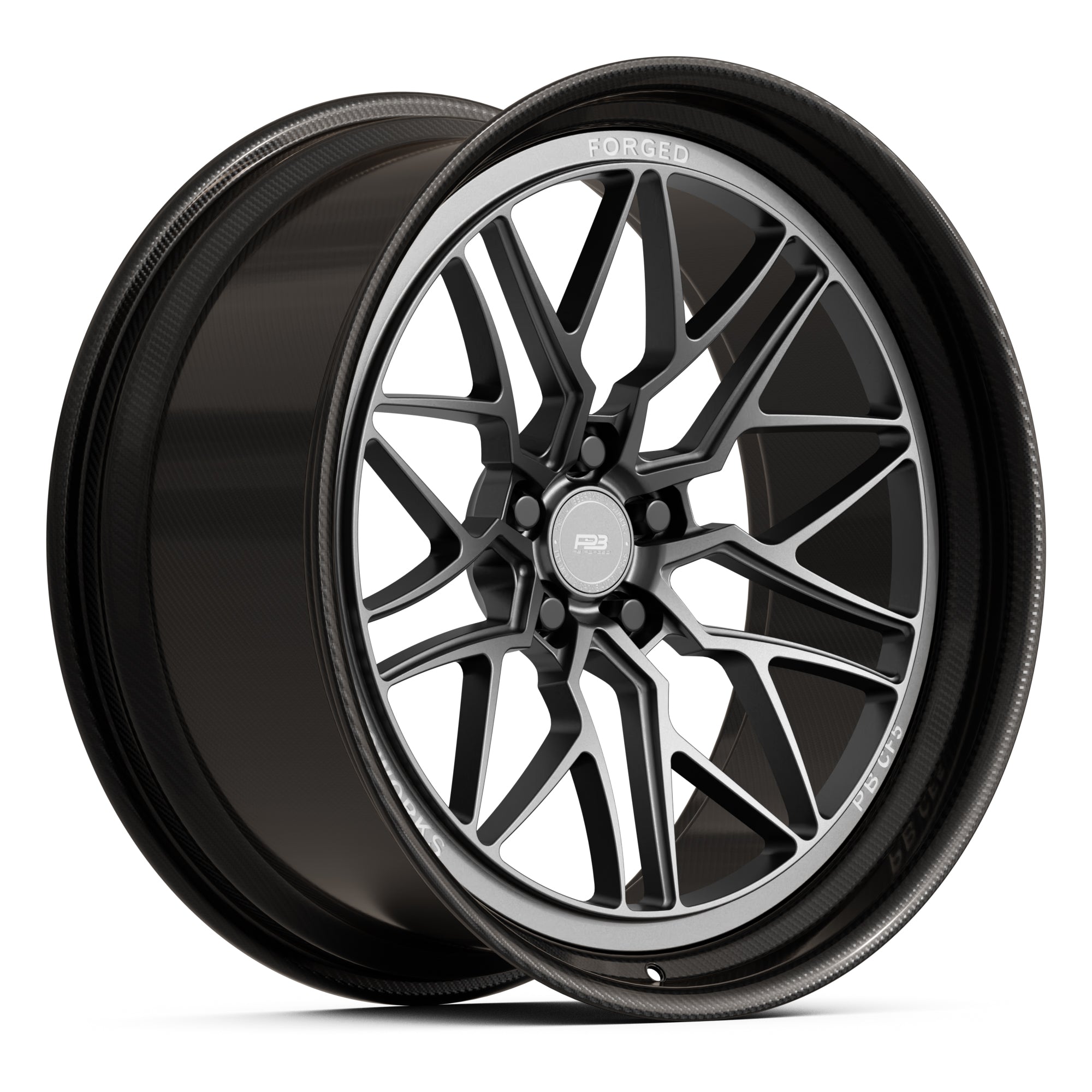 PBCF 5 forged wheel, carbon fibre 2-piece, front profile