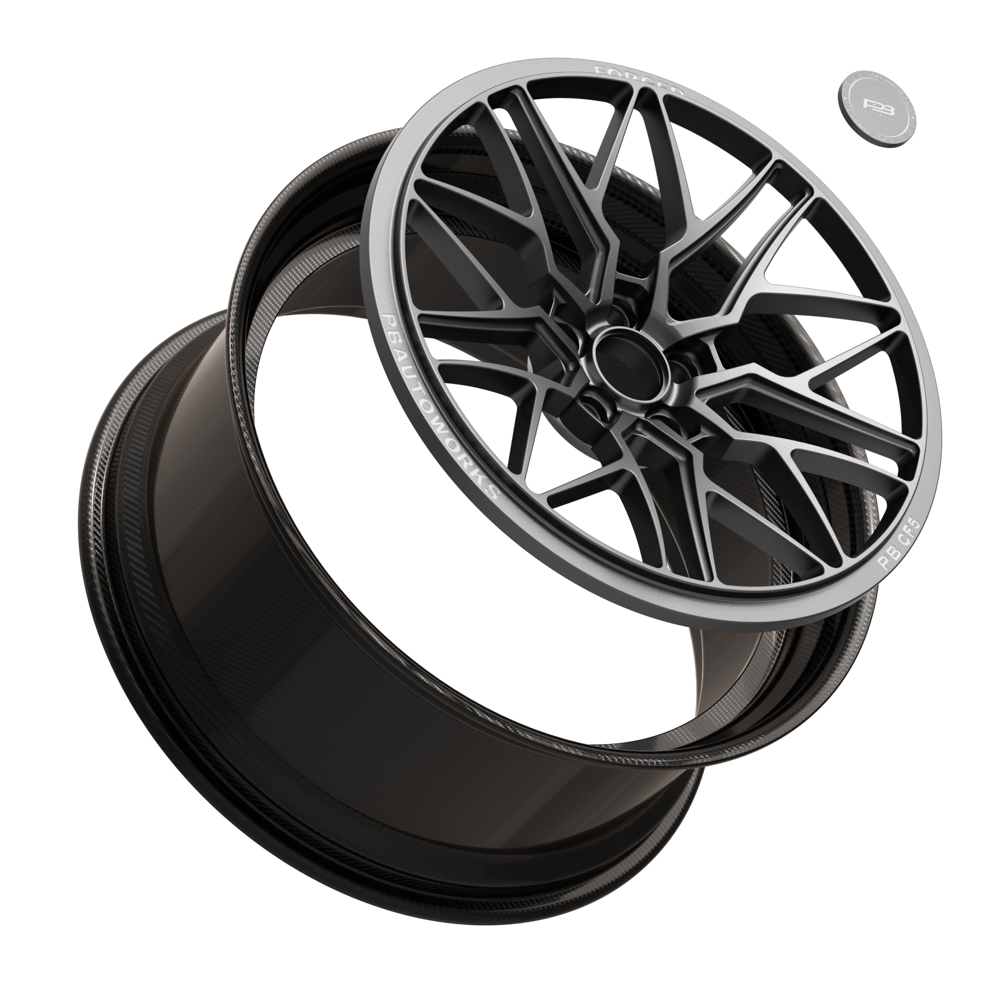PBCF 5 forged wheel, carbon fibre 2-piece