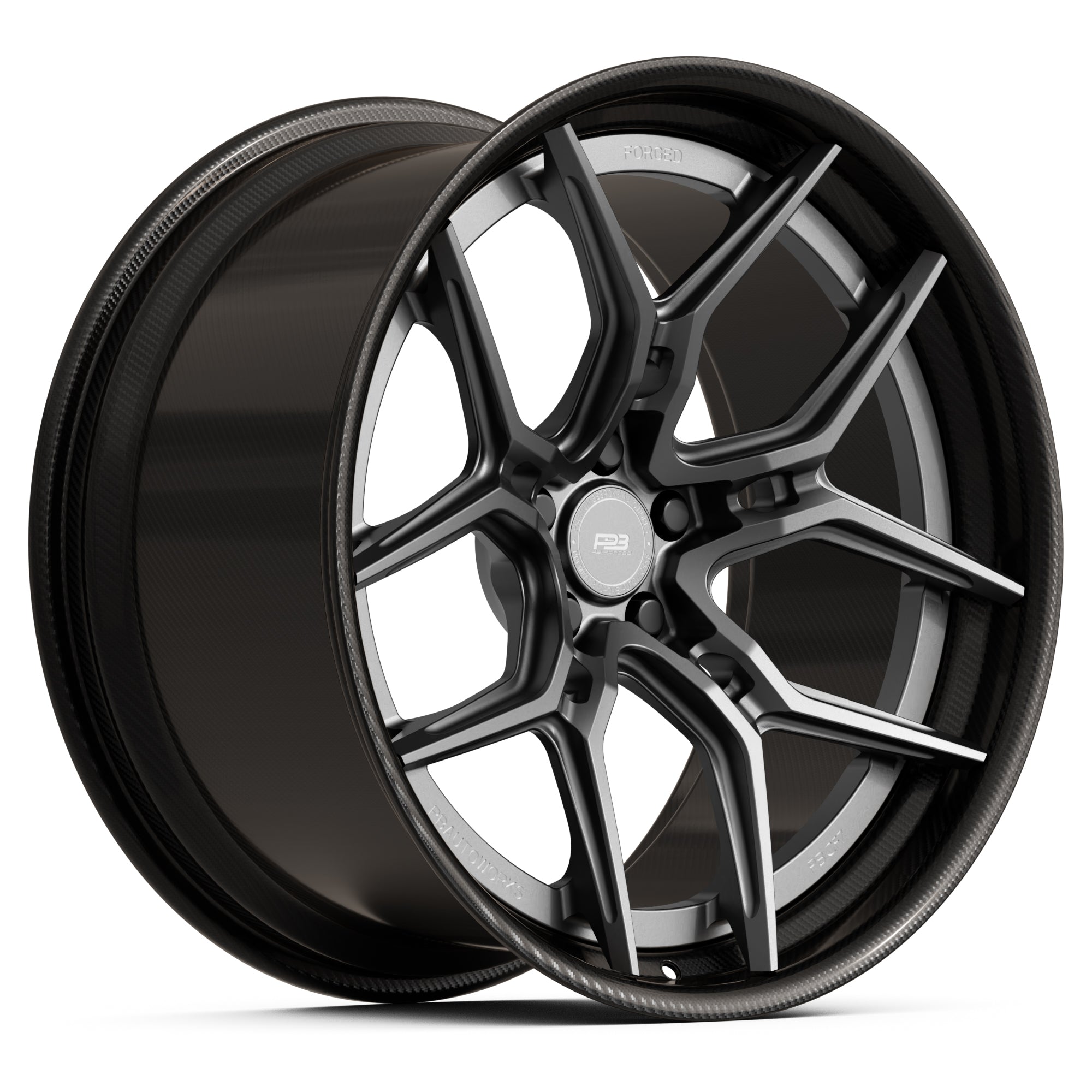 PBCF 7 forged wheel, carbon fibre 2-piece, front profile