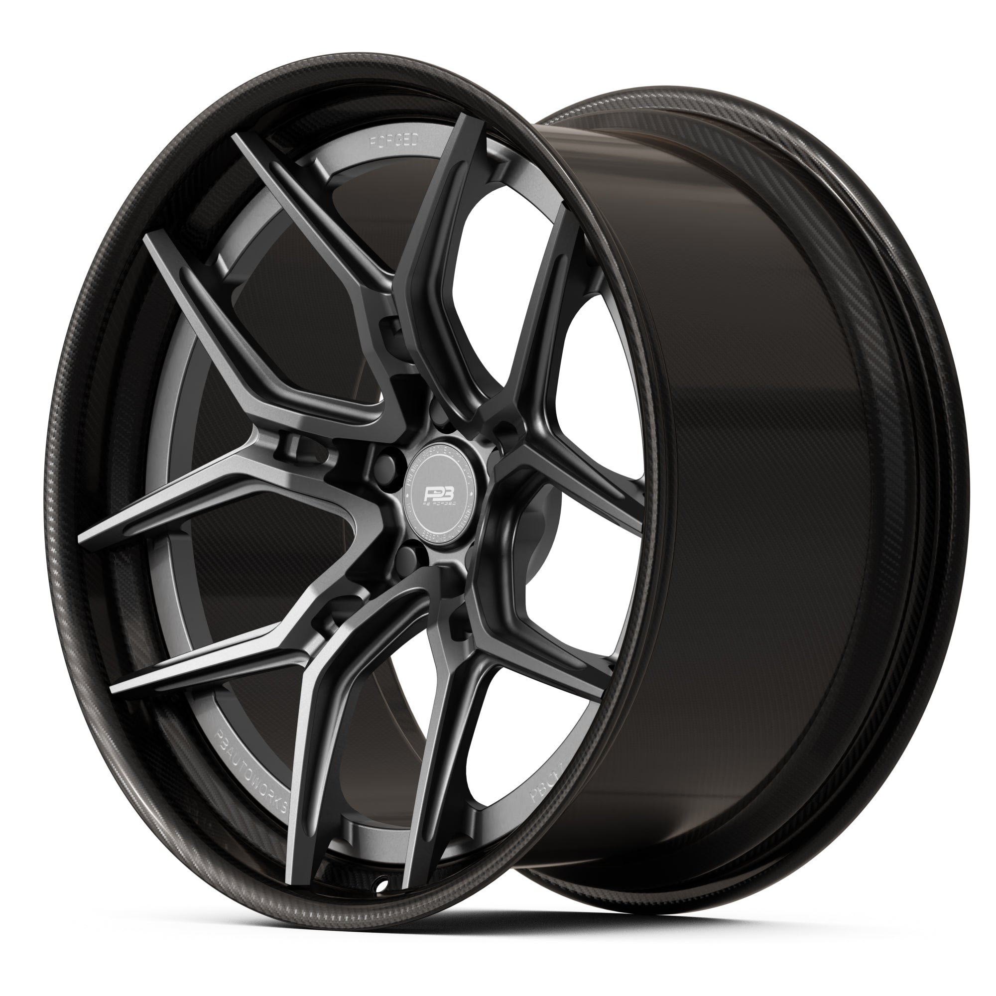 PBCF 7 forged wheel, carbon fibre 2-piece, side profile