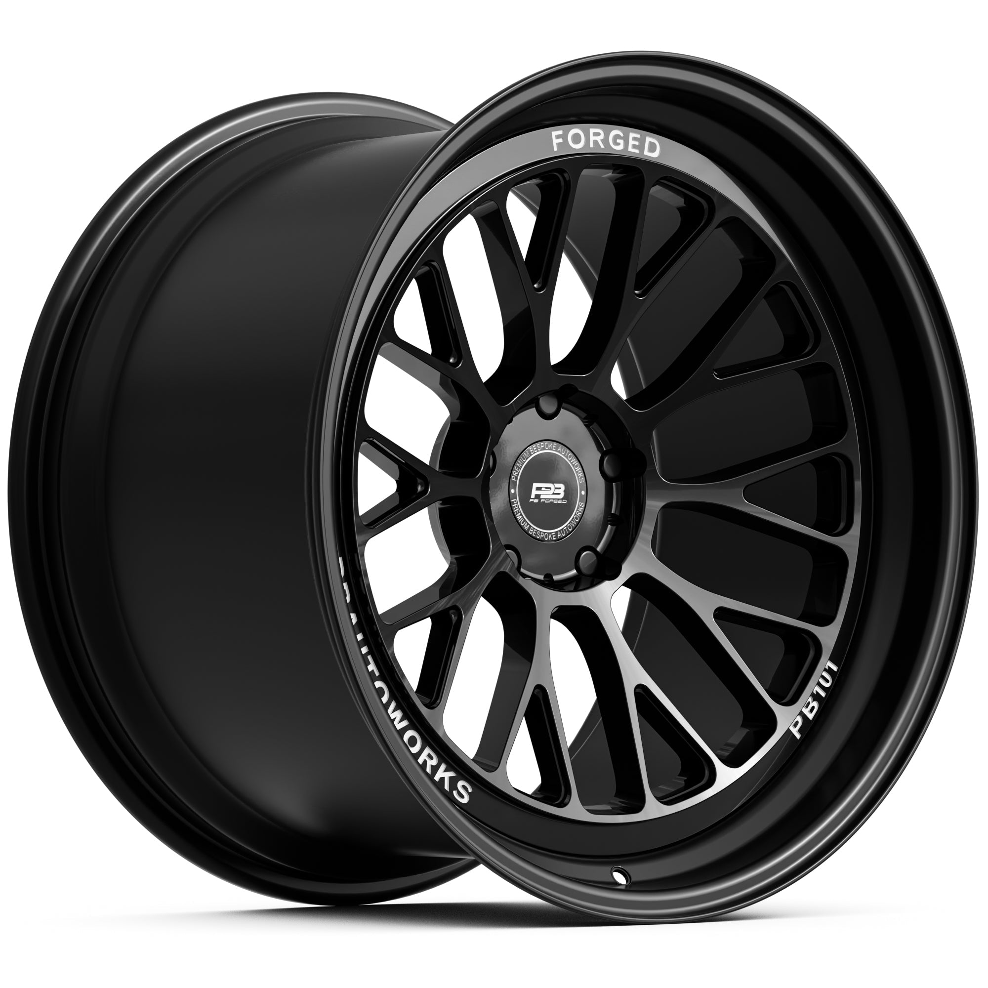 PB 101 forged wheel, 2-piece, 20"/21"/22", fits Nissan GTR R35, Porsche 911 992 Turbo S, VW Transporter, front profile