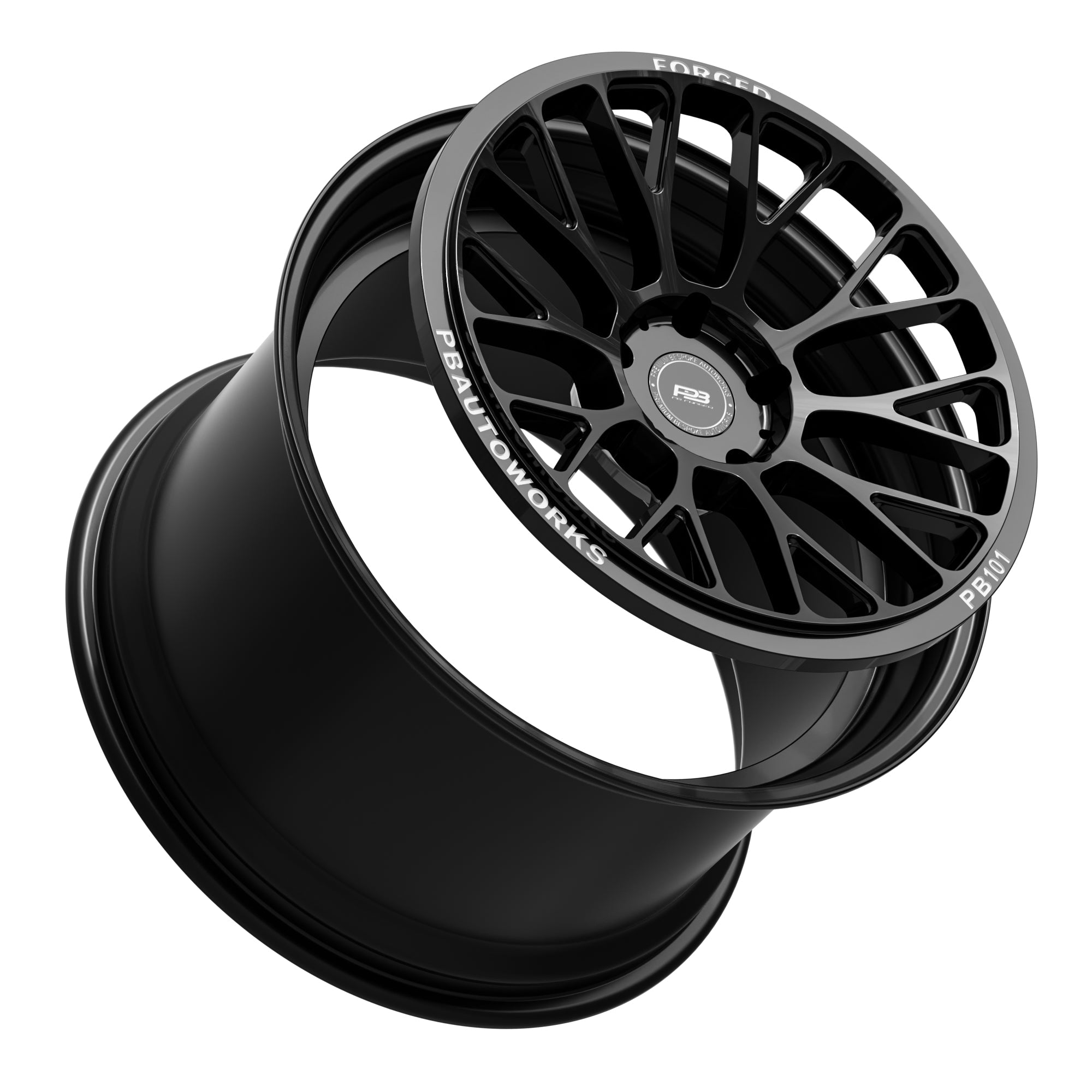 PB 101 forged wheel, 2-piece, 20"/21"/22", fits Nissan GTR R35, Porsche 911 992 Turbo S, VW Transporter, tilt profile