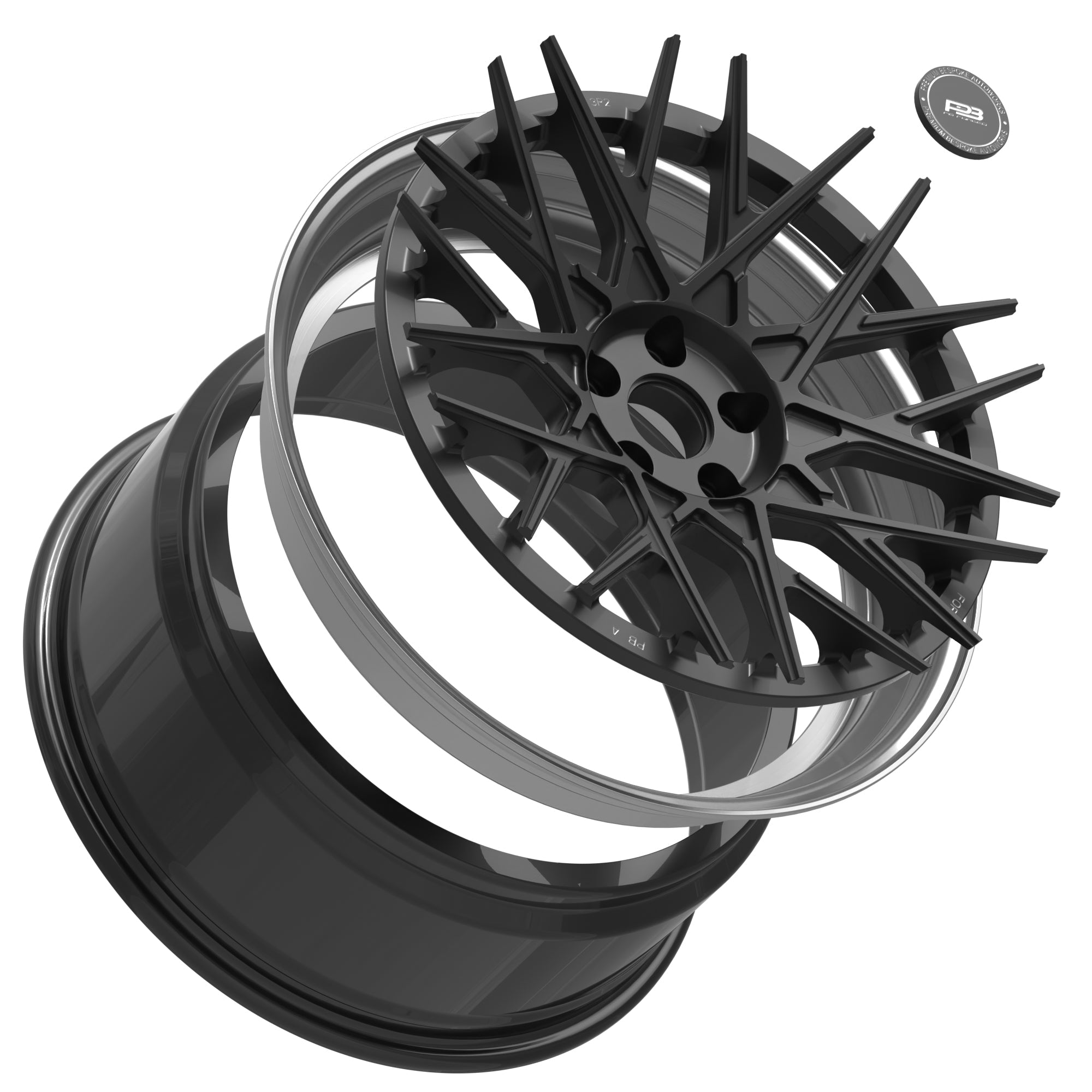 PBA 3P-2 forged wheel, 3-piece, tilt profile