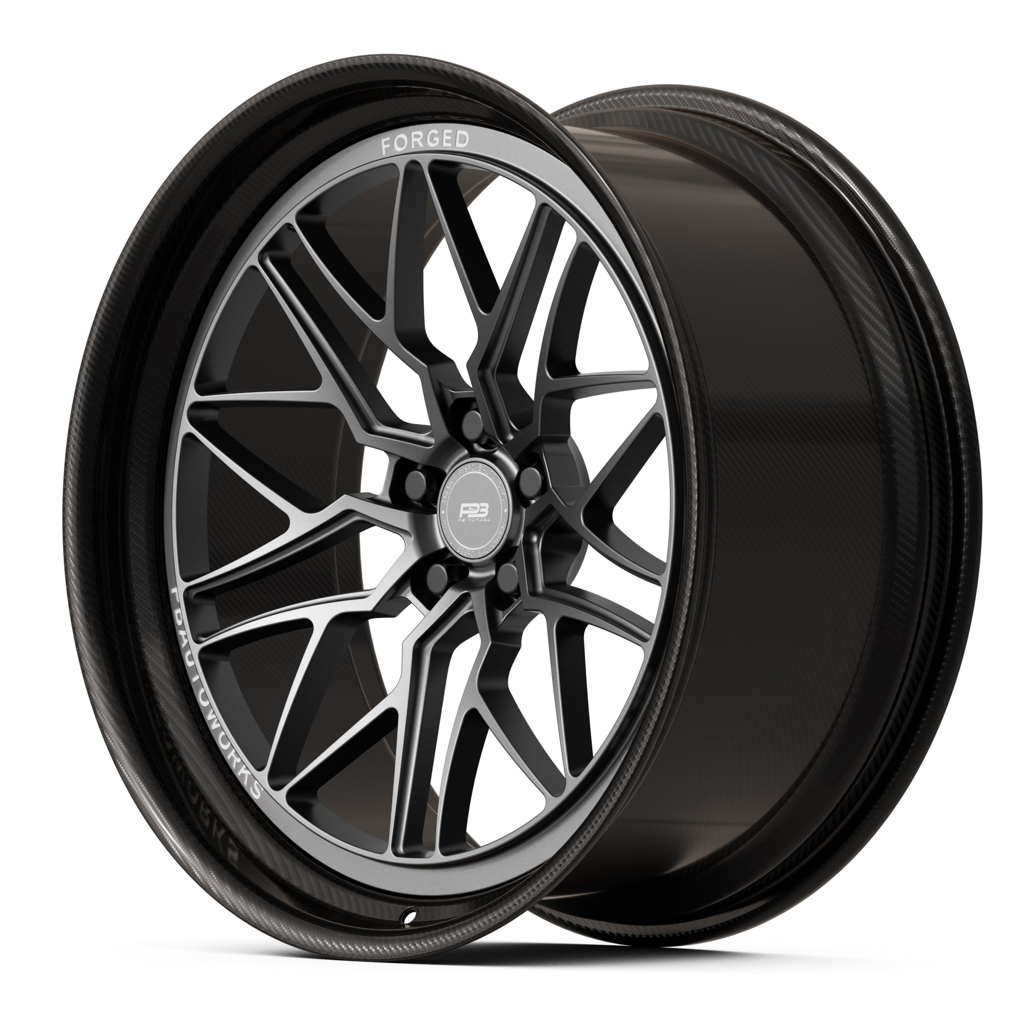 PBCF 5 forged wheel, carbon fibre 2-piece, side profile